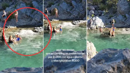 Indignación causó video de turistas lavando su cabello con shampoo en el Parque Nacional Radal Siete Tazas