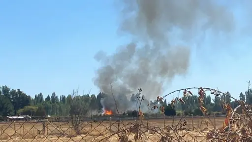 Incendio de bodega derivó en quema de pastizales en Los Encinos de Cabrero