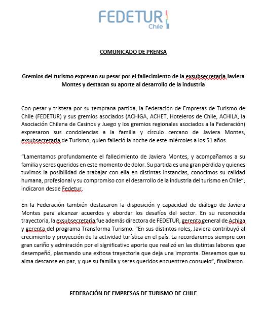 Comunicado / Fedetur