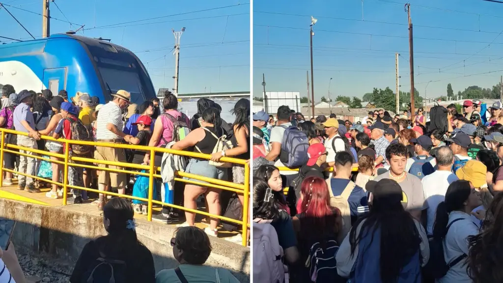 Aglomeración en estación Laja
