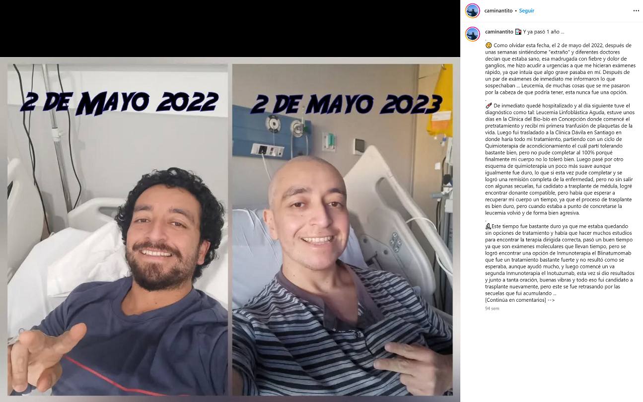 David Gallegos contando su transición con la enfermedad / @Caminantito
