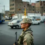 Integrantes de las Fuerzas Armadas de Perú custodian las calles este martes, en Lima (Perú),  EFE/ John Reyes Mejia
