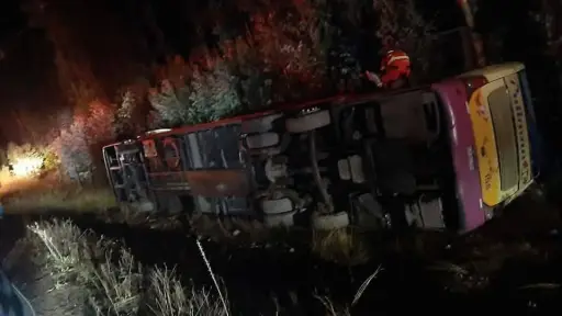 Un fallecido y ocho heridos tras volcamiento de bus en ruta Los Sauces - Purén