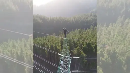 Atleta de Parkour escaló torre de alta tensión en Valparaíso 