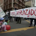 Footgrafía de archivo de una protesta de desplazados en Bogotá (Colombia),  EFE/Mauricio Dueñas
