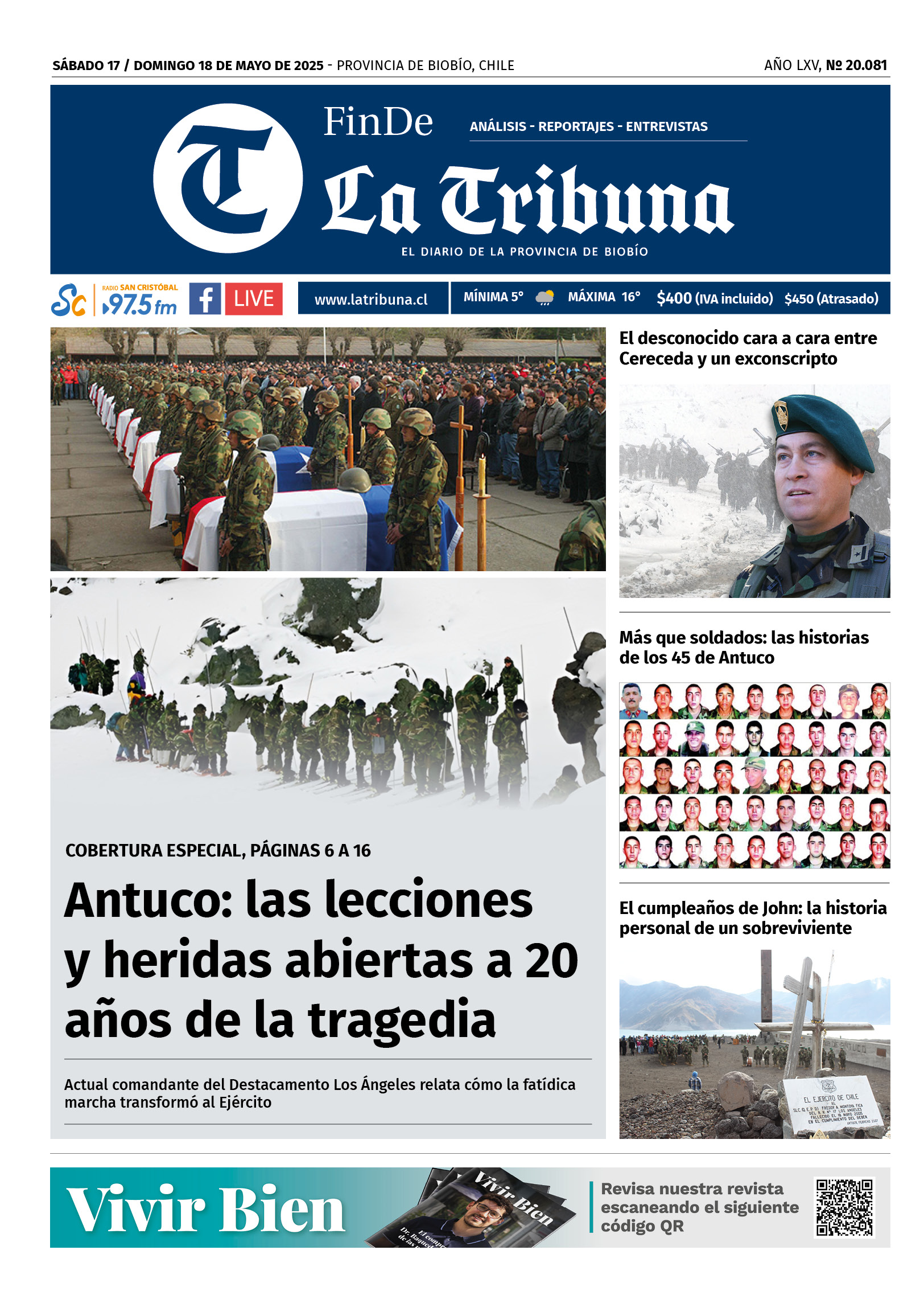 Edición Especial: A 20 años de la tragedia de Antuco. / Diario La Tribuna