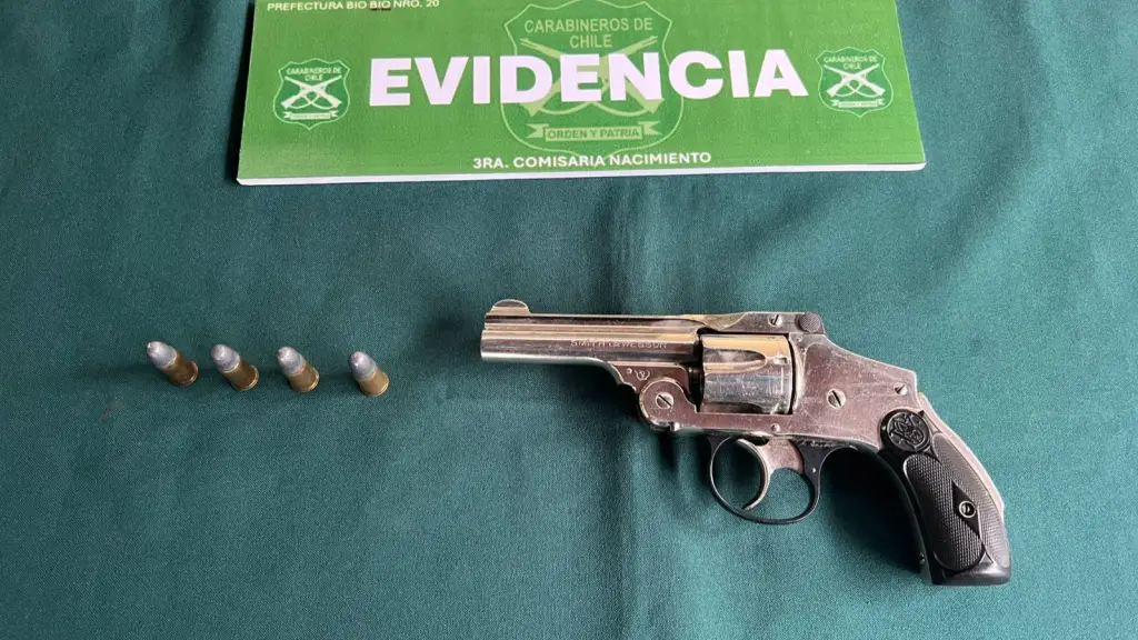 Arma y municiones incautadas por Carabineros de Nacimiento., Cedida
