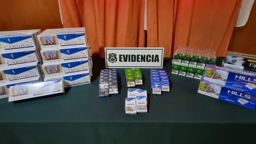Cigarrillos incautados por Carabineros en Mulchén., Cedida