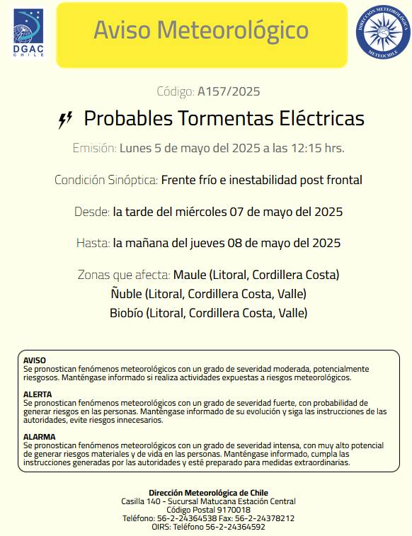 Posibles tormentas eléctricas afectarán la región. / DMC