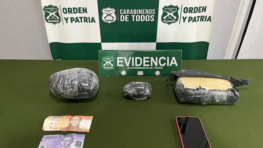 Una importante cantidad de droga fue la que incautó personal del O.S.7 al interior de un bus interurbano, en la comuna de Cabrero. , Cedida