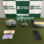 Una importante cantidad de droga fue la que incautó personal del O.S.7 al interior de un bus interurbano, en la comuna de Cabrero. , Cedida