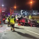 Accidente vial deja un fallecido y un herido grave en autopista Concepción-Talcahuano, Bomberos de Talcahuano