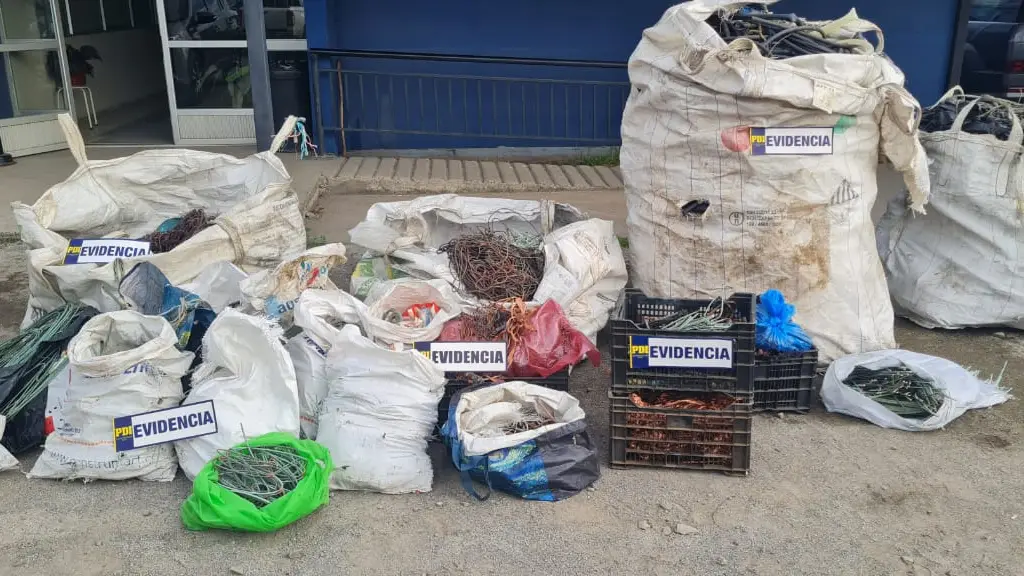 Los alambres de cobre fueron incautados por detectives de la PDI, PDI Biobío