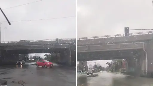 Reportan semáforo apagado en Cruce Antuco por sistema frontal