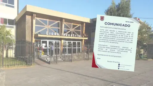 Clases suspendidas en el Liceo Industrial de Los Ángeles por daños tras el sistema frontal