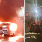 Ataque incendiario deja taxibus completamente calcinado en Talcahuano, La Tribuna