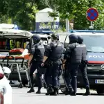La policía investiga y evacua el centro escolar mientras registra el edificio., Erwin Scheriau/APA/dpaErwin Scheriau - APA