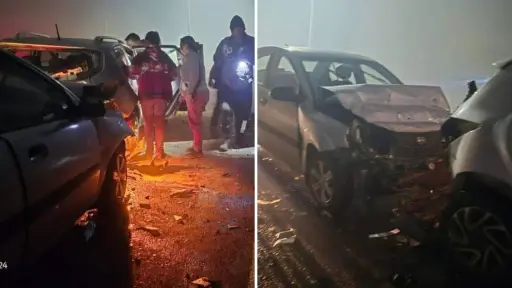 Accidente múltiple y densa neblina obligan a suspender tránsito en ruta clave entre Los Ángeles y Santa Bárbara