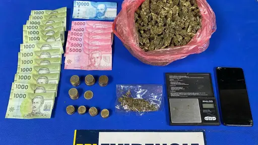 PDI incauta más de 4 millones de pesos en drogas en Victoria: Hay una persona detenida