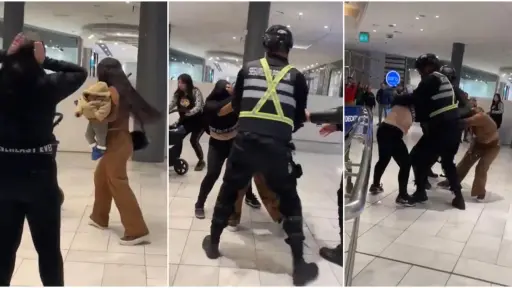 Con un bebé en brazos: graban brutal pelea entre mujeres dentro de mall en La Florida