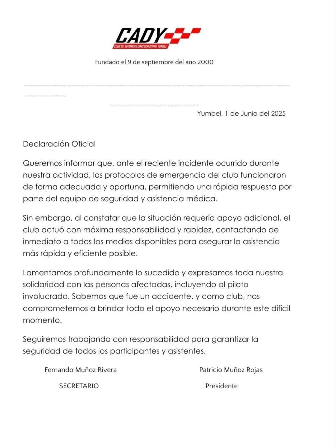 Comunicado de Prensa. / Cedido