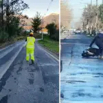 Precaución por calles escarchadas en Los Ángeles: motociclista cayó por hielo en la calzada, Diario La Tribuna
