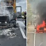 Camión se incendió en ruta Yumbel–Concepción, Diario La Tribuna