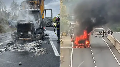 Camión rampla se incendió en ruta Yumbel-Concepción