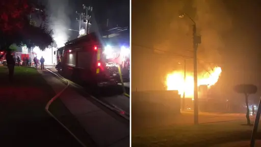  Incendio en Nacimiento deja dos viviendas afectadas frente al Colegio San Juan de Dios
