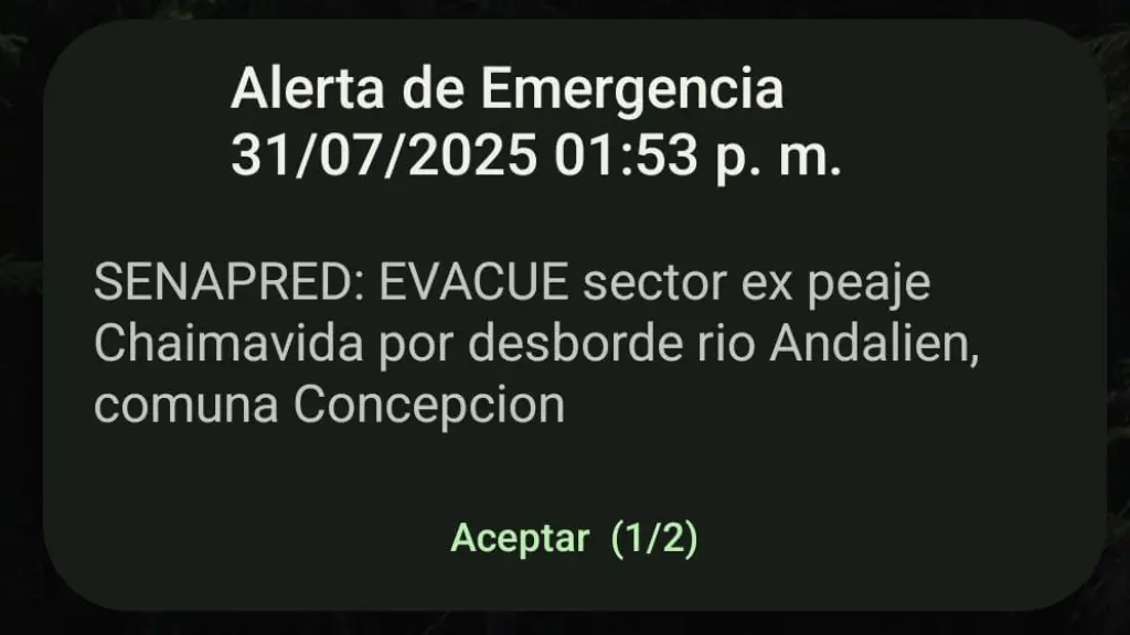 La alerta se dio poco antes de las 14:00 horas., Cedida