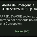 La alerta se dio poco antes de las 14:00 horas., Cedida