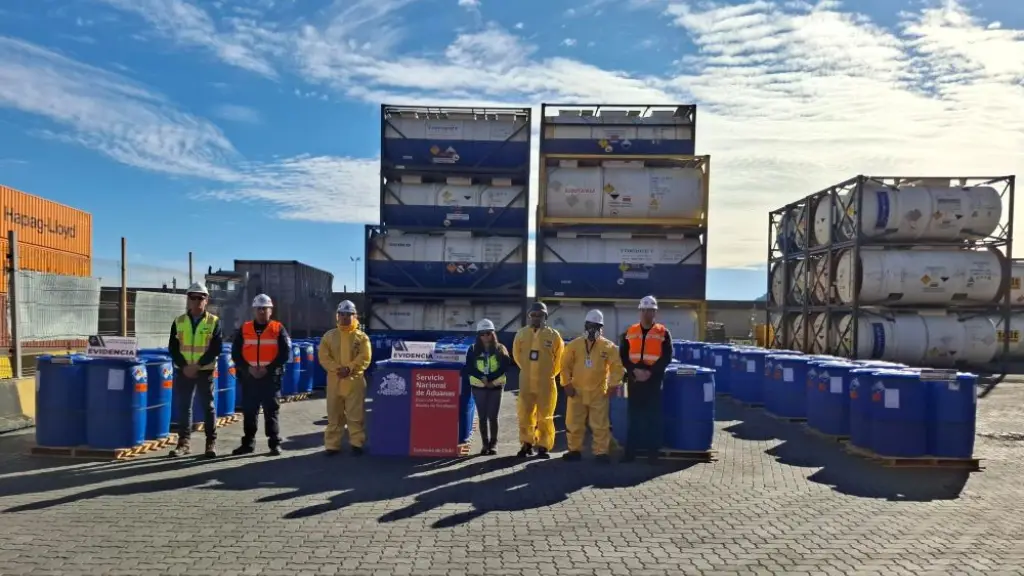 Cargamento con 40 toneladas de ácido clorhídrico llegó al país dentro de 160 tambores., Comunicaciones Aduana