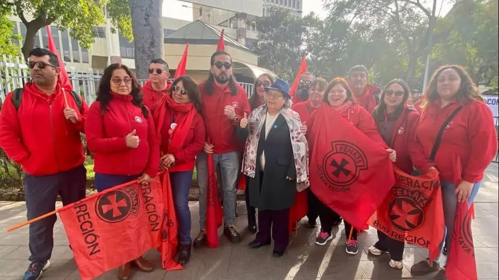 Junto a la diputada Clara Sagardía (FA), representantes de Fenats regionalizada entregaron una carta de rechazo al proyecto de ley en el Congreso., Facebook Clara Sagardía