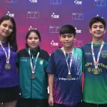 Los clasificados regionales: Maite Díaz, Belén Olate, Mateo Iglesias y Manuel Andrade, La Tribuna