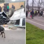 Vehículo termina volcado en una zanja en Yumbel , La Tribuna
