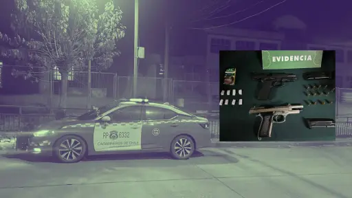 Persecución policial termina con cuatro detenidos con antecedentes en Los Ángeles: armas y drogas incautadas