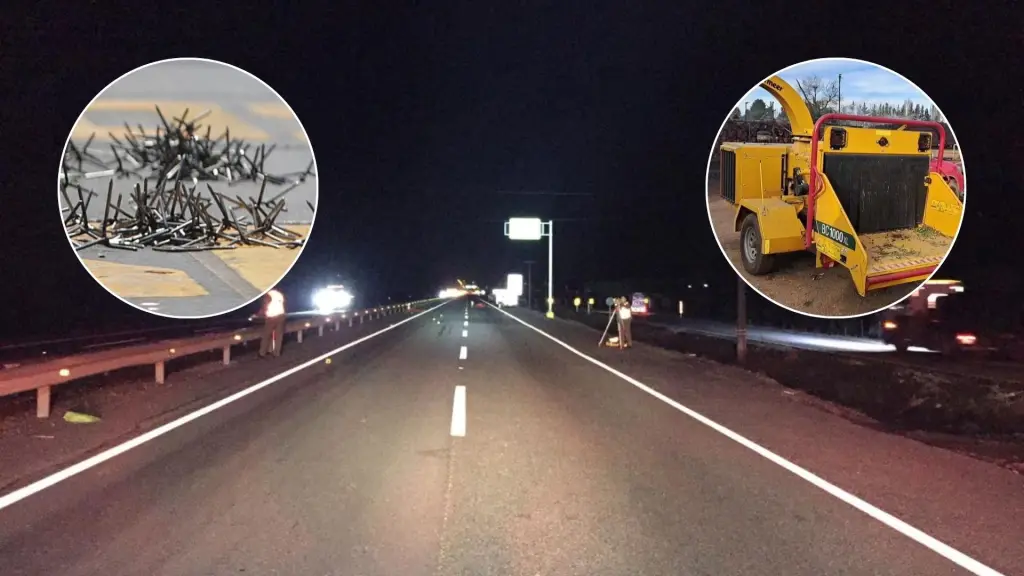 Delincuentes lanzan miguelitos en plena Ruta 5 Sur tras una persecución policial en Cabrero, La Tribuna