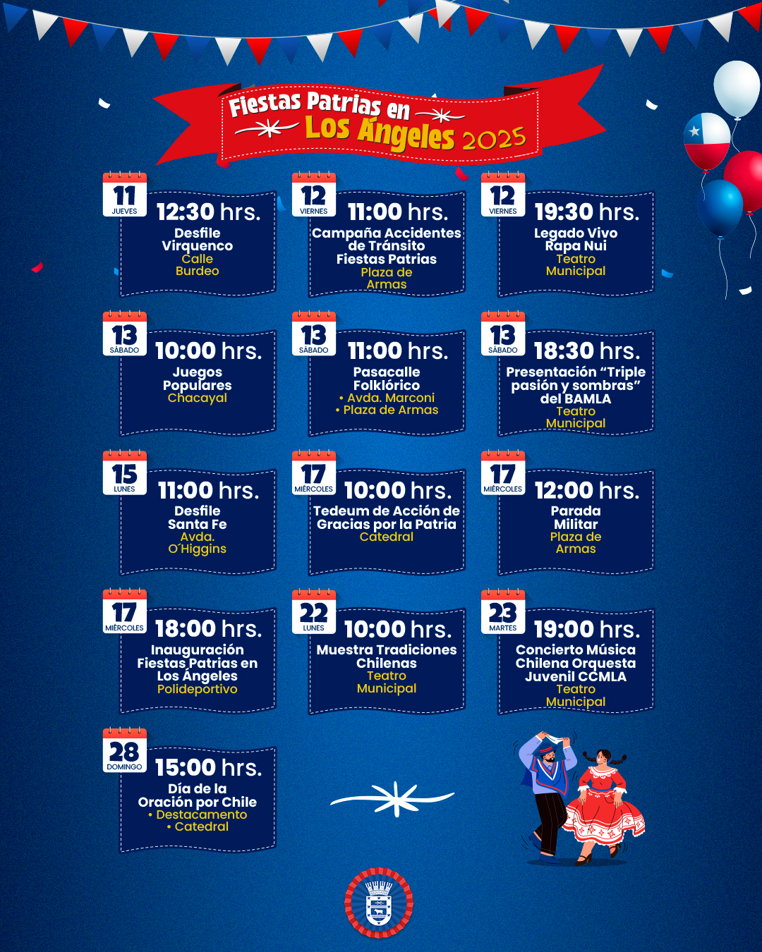 Calendario de actividades por Fiestas Patrias 2025 Municipalidad de Los Ángeles. / Municipalidad de Los Ángeles