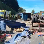 Camión se volcó en el Puente Malleco provocando un extenso taco en Collipulli, Cedida