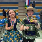 Agustina Molina Salgado y Bastián González Henríquez, ambos de quinto básico, son los campeones provinciales de cueca escolar en la categoría huasa., cedida