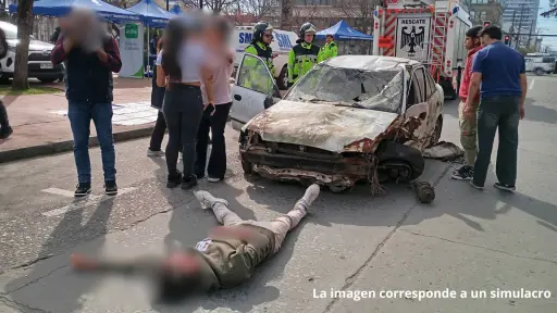 Simulacro de accidentes de tránsito impacta en Los Ángeles para concientizar ante Fiestas Patrias