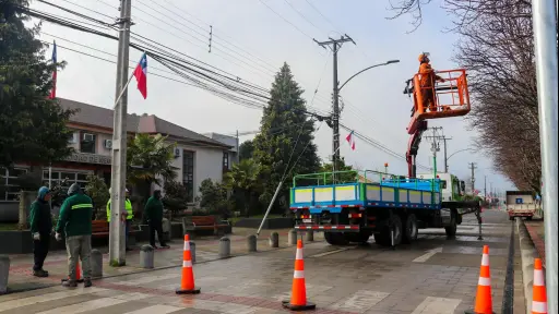 Municipio de Negrete realiza poda preventiva en Plaza de Armas para resguardar seguridad de vecinos