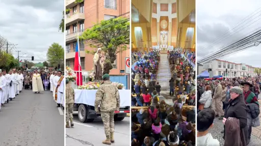 Cientos de fieles se unieron en torno a la procesión de la Virgen del Carmen y Oración por Chile en Los Ángeles