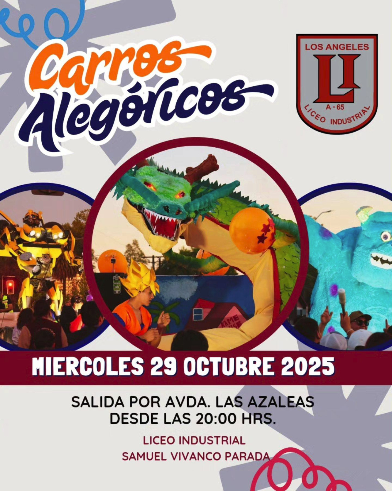 Afiche desfile Carros Alegóricos 2025 / Liceo Industrial Los Ángeles
