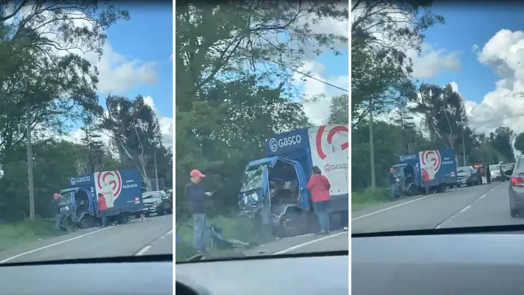 Un conductor resultó lesionado tras colisionar un camión de transporte de gas con otro vehículo en el kilómetro 1 de la ruta hacia Antuco, en la comuna de Los Ángeles.