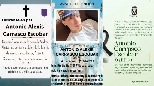 Luto en Laja por muerte del estudiante Antonio Carrasco, impactado mientras iba en bicicleta