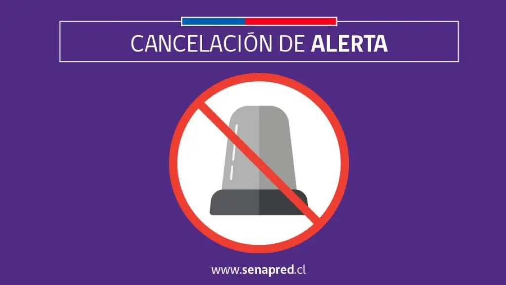 Cancelación de alerta, Senapred
