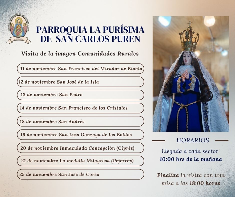 Virgen Purísima de San Carlos Puren / Diócesis Santa María de Los Ángeles