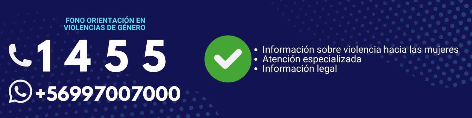 1455 es un fono de orientación, atendido por especialistas en violencia. / minmujeryeg.gob.cl