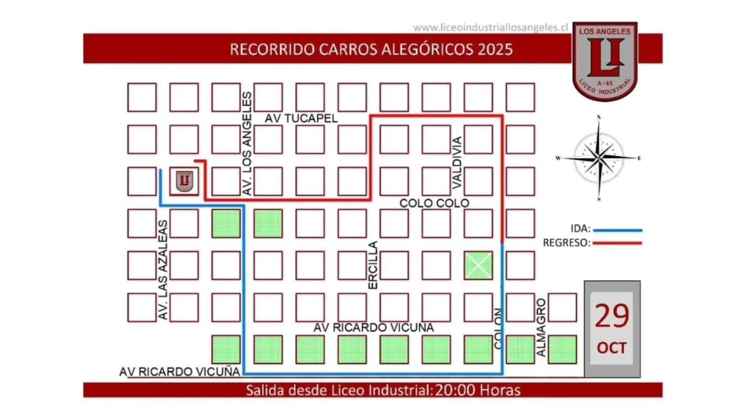 Mapa desfile carros alegóricos Los Ángeles / Redes sociales